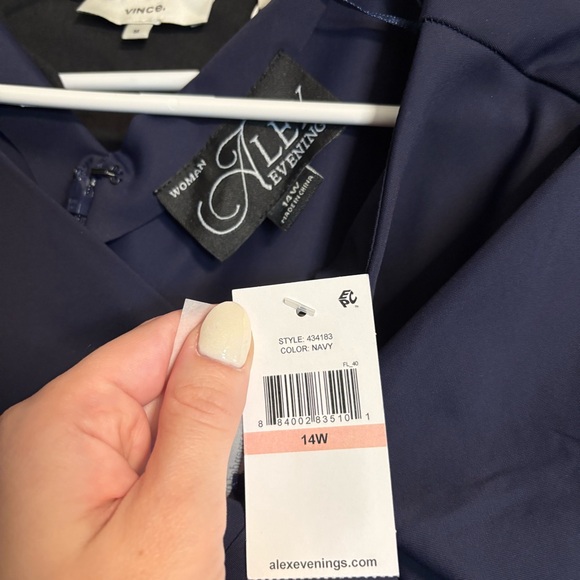 NWT ALEX EVENINGS Scuba 3/4 Ruffle Sleeve Dress Navy 14W - Picture 5 of 7